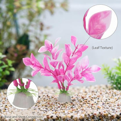 2 Pcs Betta Fish Tank Decor, Plastic Fish Decorations for Tank, Pink Aquarium Plants Ornaments for Betta Fishes Hammock Water Grass Accessories