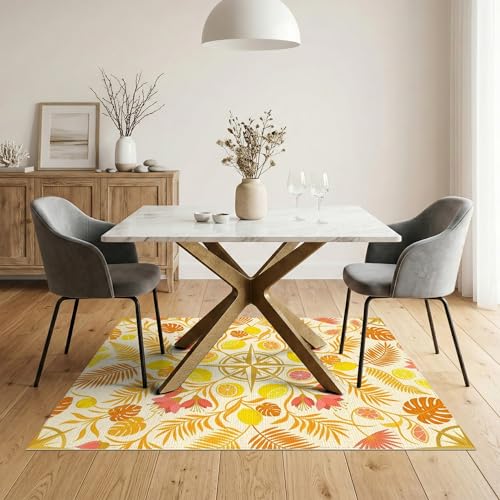 5'x7' Washable Bohemian Monstera Area Rug, Cream Non-Shedding Pet Friendly Carpet Easy Care Kids Safe Mat for Small Living Room, Playroom, Bedroom | Ref:1991794 - color: Beige/Pattern 14, size: 5' x 7' (Rectangular)