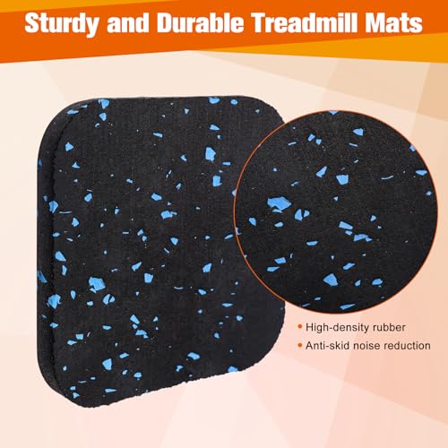 4Pcs Treadmill Mats, Coolrunner High Density Equipment Pads Noise Reduction | For Floor Protection, Washing Machine Pads, Anti Vibration Rubber mats for Stationery Bike, Rowing Machine, Home Gym Station
