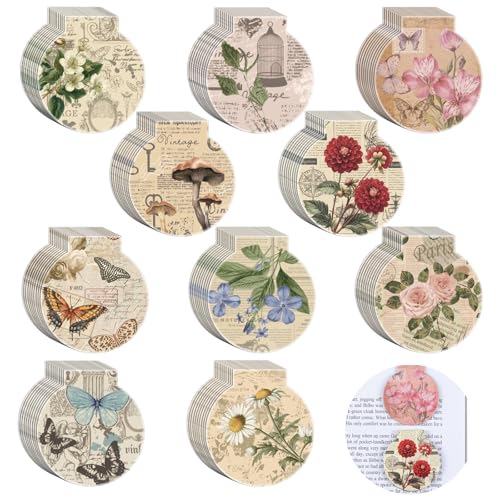 AmazingSpark 100 Pcs Magnetic Bookmarks Bulk Vintage Magnet Book Marker Clips Retro Reading Gifts for Students Office Classroom Book Lover Favors - style: Vintage