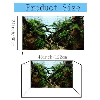48x24 inches Aquarium Fabric Background Grass Leaves with Stone Aquarium Backdrop River Bed & Lake Aquatic Plant Fish Tank Aquatic Plants Background - size: 48X24inch