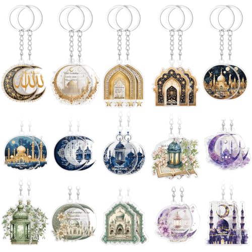 Liliaafar 30 Pcs Islamic Keychain Gifts Bulk Acrylic Muslim Keychains - style: Classic
