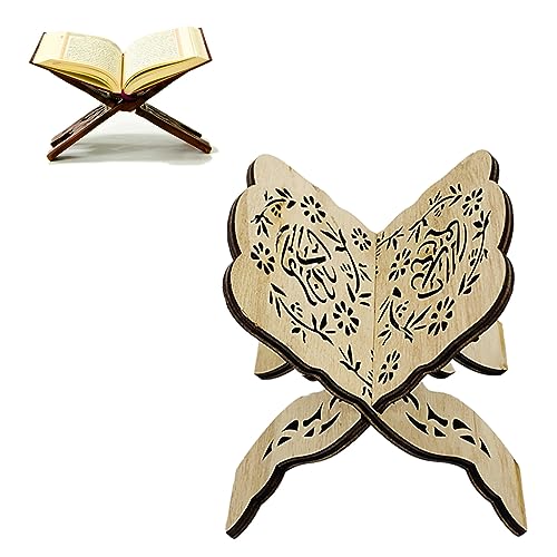 Wooden Quran Book Stand, Foldable Wooden Book Stand Quran Bible Book Holder Eid Bible Bookshelf Wood Muslim Book Holder Stand Eid Ramadan Prayer Book Holder (#1) - size: #1