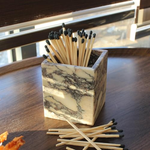 Genuine Calacatta Viola Marble Toothbrush Holders for Bathroom, Natural Marble Makeup Brush Holder Countertop Organizer - color: Calacatta Viola
