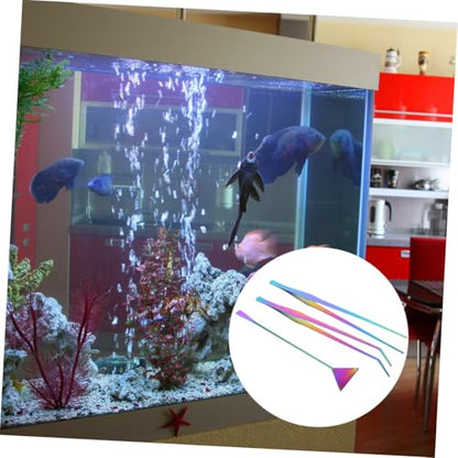 BESPORTBLE 3pcs Stainless Steel Aquarium Cleaning Tools Kit Includes Tweezers Spatula Scraper for Fish Tank Maintenance Durable Rustproof for Aquascaping and Plant Care