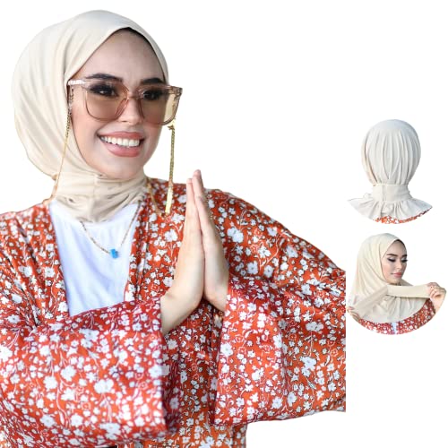 para life Snap Hijab for Women, Breathable Instant Hijabs|Standard Size Stretchable Cotton Sandy|Jersey Undercap - color: Beige