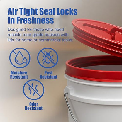 3.5 Gallon Bucket, Food-Grade w/Lid, BPA-Free, Red,6 Packs | Airtight Gamma Seal Screw-On Lid, Heavy-Duty 90 Mil HDPE Plastic, Food Safe and Durable Container, Bulk Storage, Made in USA - color: Red, size: 6 Packs