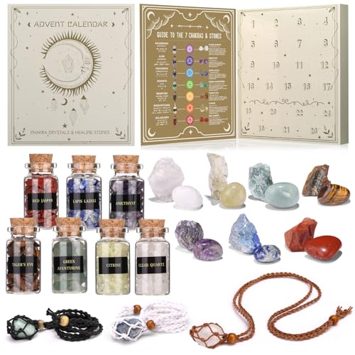 Naler Crystals and Healing Stones for Christmas Gifts - 24 Pcs Healing Crystals Set - Christmas Gift with Crystals and Healing Stones Gifts for Adult Women