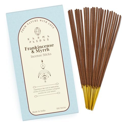 KarmaPledge Frankincense & Myrrh Incense Sticks, Burn Time 45-60 Min, 100 Sticks - color: Frankincense & Myrrh