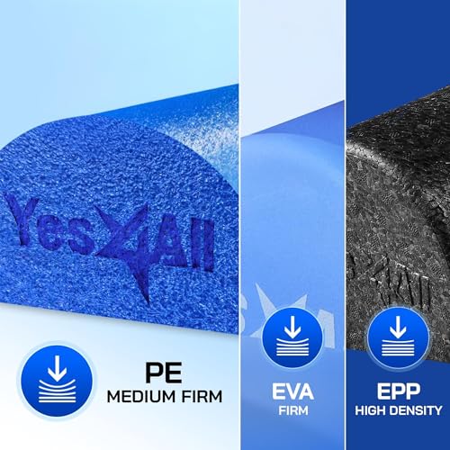 Yes4All Medium Firm Half Foam Rollers for Post-Workout Relaxation, 12/18/24/36 inch PE Foam Roll for Back Massage & Yoga Exercise - color: Half Blue, style: 36-inch
