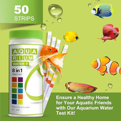 AAwipes 8-in-1 Aquarium Test Kit for Fish Tanks - Quick & Accurate Water Testing Strips for Aquariums & Ponds. Tests pH, Ammonia, Alkalinity, Hardness, Chlorine, etc. (K02-50) - color: 50 Strips