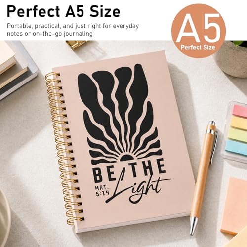 Inspirational Boho Christian Notebook - Religions Gift for Women, Be the Light Bible Verse Jounal, Christian Journaling for Church Notting Stationery Supplies - color: Be the Light
