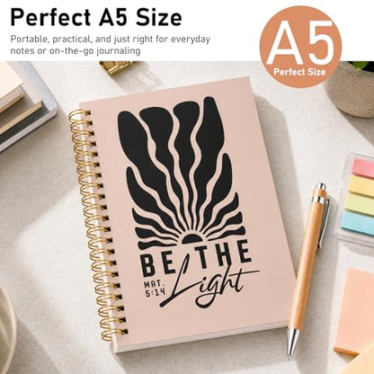 Inspirational Boho Christian Notebook - Religions Gift for Women, Be the Light Bible Verse Jounal, Christian Journaling for Church Notting Stationery Supplies - color: Be the Light