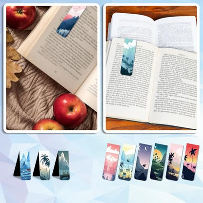 48 Pieces Magnetic Bookmarks Magnet Page Markers - Book Marks for Reading Women & Men with Storage Boxes - Cute Magnet Bookmark Clips for Reading Pleasure（Coconut Trees） - size: 48, style: Coconut Trees Style
