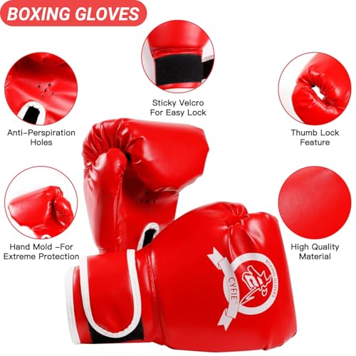 SEISSO Boxing Kick Pads Punching Mitts Curved,Kids Boxing Gloves,Leather Material Art Karate Pad Thai Hand Pad Focus Target Kickboxing Hand Target for Kicking Shield Training,Sparring,Dojo(5Pcs Set)