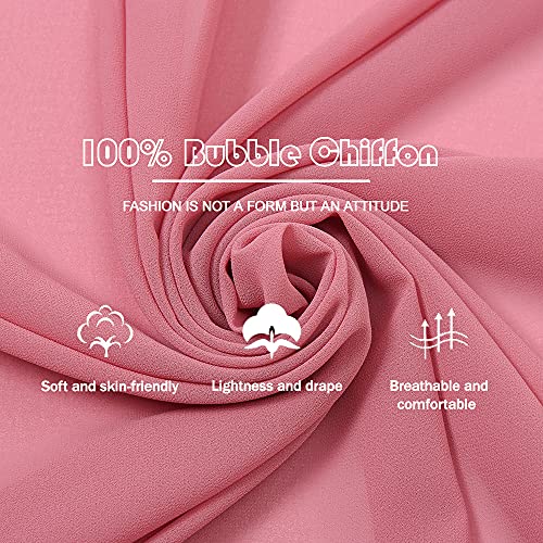 Yeieeo Chiffon Head Wraps for Women - Solid Color Fashion Bubble Chiffon Scarf Hijab - color: Skin Pink