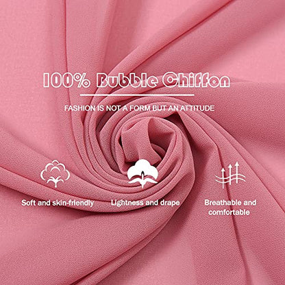 Yeieeo Chiffon Head Wraps for Women - Solid Color Fashion Bubble Chiffon Scarf Hijab - color: Skin Pink