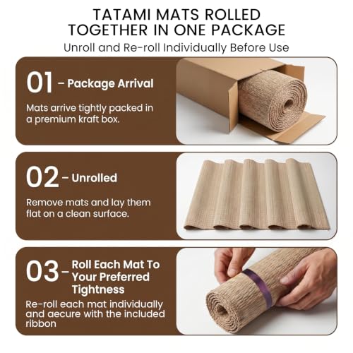 Tatami Mat for Sword Cutting, 10-Pack Authentic Igusa Tatami, 34x71 Inch Unrolled & Hand-Roll Modifiable for Tameshigiri, Iaido, Kenjutsu Training