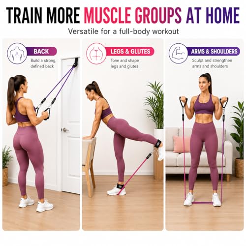 WELLEGEND Resistance Bands Set with Handles, Door Anchor & Ankle Straps, 100 lbs Stackable Exercise Bands, 5 TPE Resistance Tubes for Home Workout, Strength Training, Yoga & Pilates