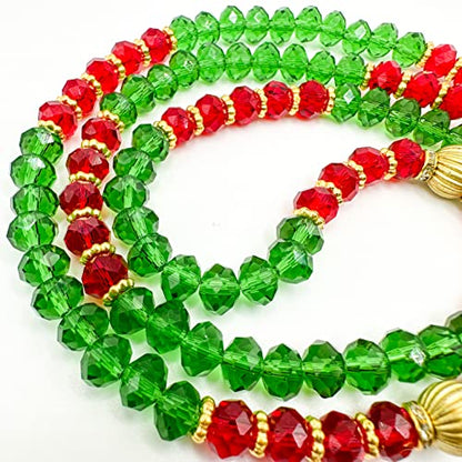 Red and Green Crystal Islamic Prayer Beads, Natural Stone 99 Beads, Tasbih, Misbaha, Tasbeeh, Rosary, Sibha, Tasbih 99, Tasbih
