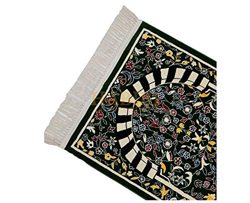 Thick Floral Rawda Beautiful Prayer/Wall Mat Janamaz Musallah Rug-1100-1300g