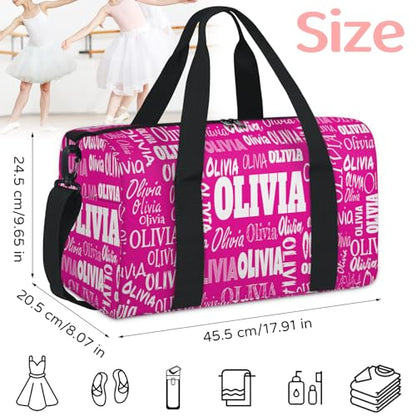 Personalized Gym Cheerleading Tote Carry-On Bag, Deep Pink Rosy | Custom Name Sports Travel Weekender Duffel Bag for Teens - color: Deep Pink