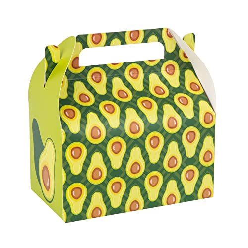 Hammont Fiesta Party Decorations Box 10 Pack - Avocado Themed Gable Boxes, Taco Decor for Birthday, Mexican Holiday, Cookie Box for Gift Giving, Baby Shower Party Favors - 6.25x3.75x3.5 Inches - color: Avocado Themed