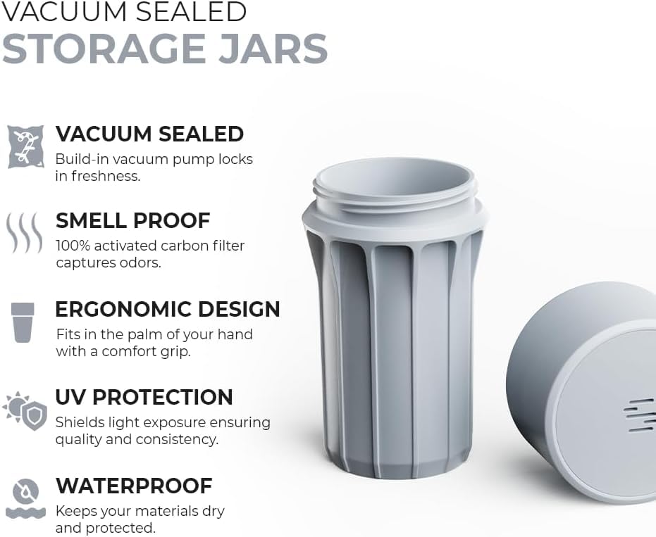 Staze Air Tight Smell Proof Container (148ml) - Vacuum Seal Jar, Waterproof Food Storage Canister, Portable Small Smell Proof Jar for Coffee, Herb, Spice & Gummies - (SHROOM) - color: SHROOM
