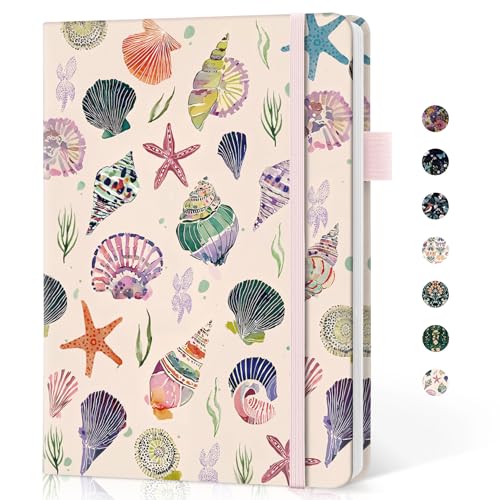 Taja Lined Journal Notebook for Women & Men, Hardcover Leather Journal for writing, A5 College Ruled Notebook for Work & Note Taking, Perfect for Office School Home Supplies, 160 Pages, Sea Shell - color: L-Sea Shell, style: A - Lined