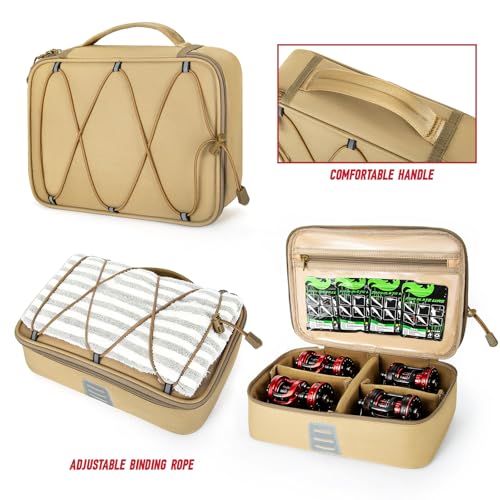 Fishing Tackle Bag, Detachable Fishing Reels Storage Pouch, Fishing Gear Organizer, Adjustable Shoulder Strap Fishing Bags for Saltwater & Freshwater - color: Solid khaki