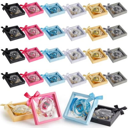 24 Sets Islamic Tasbih Prayer Beads Digital Tasbeeh Counter Bulk Islamic Eid Party Favors with Bows Box Moslem Prayer Gift Elegant Beads with LCD Finger Counter for Ramadan Hajj Dhikr Meditation