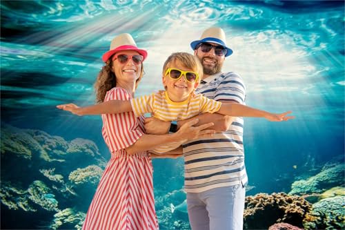 Under the Sea Photography Backdrop 10x8ft Vinyl Aquarium Underwater Sunlight Background Fishes Corals Background for Party Baby Children Photo Shoot Birthday Backdrop Video Studio Props