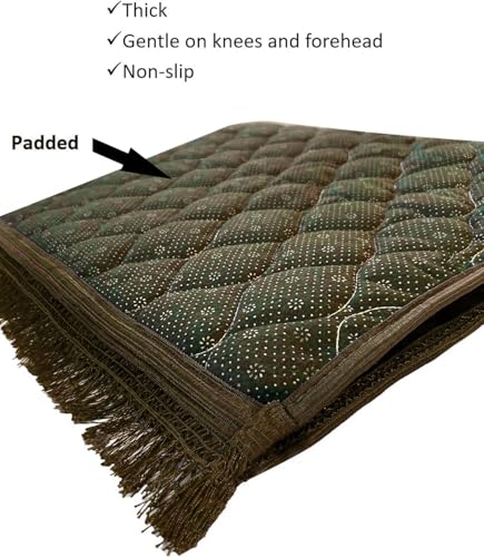 Prayer Mat Muslim Rug Islamic - Padded Thick Prayer Rug Sajadah for Men Women with Islam Prayer Beads for Eid Travel Ramadan, Soft and Luxury (Brown) - color: Brown