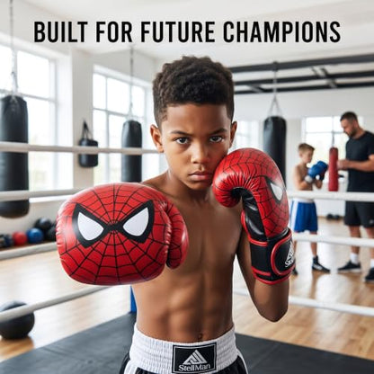 Boxing Gloves Red for Kids 6oz 8oz – Muay Thai MMA Kickboxing Training & Sparring Gloves with Hook and Loop Wrist Support and Breathable Ventilation - size: 6 oz