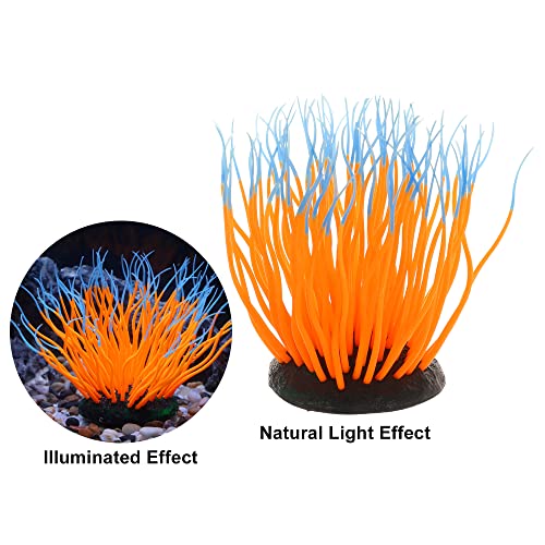 VOCOSTE Soft Silicone Glowing Aquarium Simulation Coral 4.33", Fluorescence Floating Aquatic Artificial Coral for Fish Tank Decoration, Orange