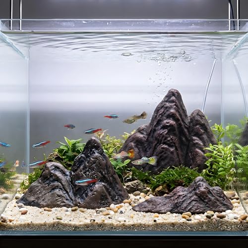 3Pcs Aquarium Micro-Landscape Mountain Rock. Mini Aquarium Mountain View. Miniature Mountain Figurines Iandscape Model. Micro Landscape Decorations for Fish Tank