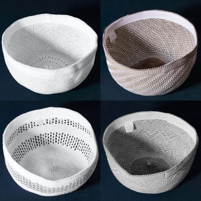 4 Pcs Muslim Knit Kufi Hats Islamic Crochet Prayer Beanie Cap Knitted Taqiyah Takke Skull Topi Eid Ramadan Gift - color: Color a
