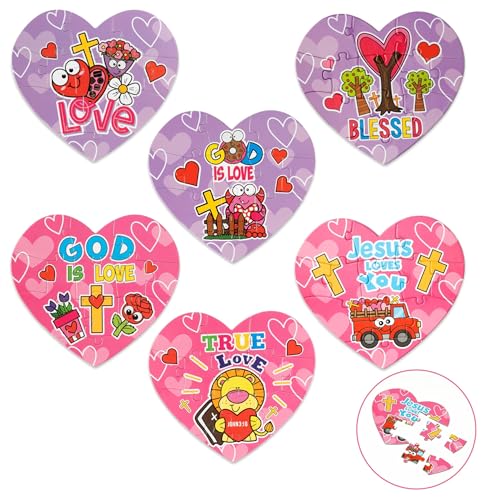 Haooryx Heart Shape Jigsaaw Puzzle, 12 Pcs Jesus Love You Heart Puzzles | Religious Jigsaw Challenging Family Puzzles Home Decor Birthday Summer Party Gift Interlock Perfectly Men Women Church Event - style: Valentine's Day Heart