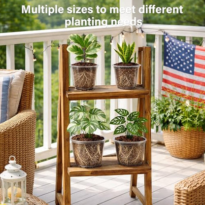 Bluepro Clear Nursery Pots with Drainage Holes, 5/6/8/10 Inch, 16-Pack | Clear PET, 4 Each of Four Large Sizes, Root and Moisture Visibility, Flexible, Reusable, Repotting and Plant Care - size: 5/6/8/10 Inch-16Pcs