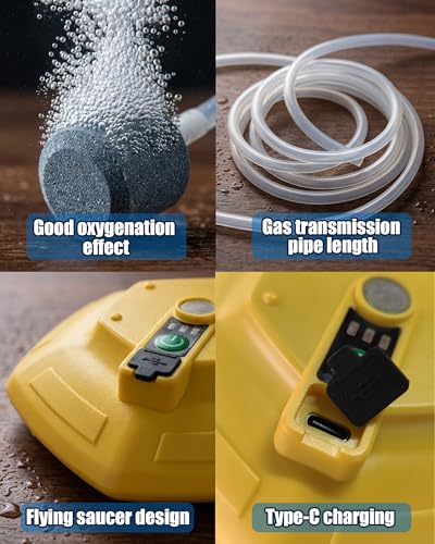 Floating Aerator Rechargeable Bait Aerator for Fishing & Aquarium Use | Lightweight yellow floating aerator with adjustable runtime, rechargeable cordless design, dual-use for kayak and household
