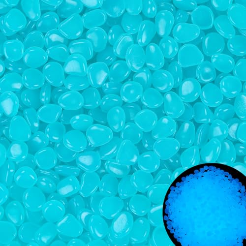 600PC Glow in The Dark Rocks Outdoor Decorative Stones Luminous Stones Garden Pebbles Glowing Rocks for Garden,Potted Plants,Patio,Lawn,Blue - size: 600, style: Blue