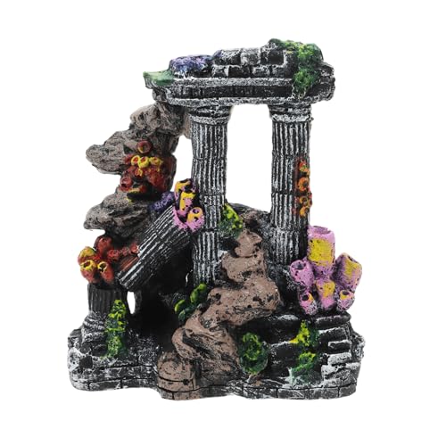 Fish Tank Decorations, Roman Column Decoration, Aquarium Decorations, Enhances Underwater Aesthetic for Fish, Black Gray
