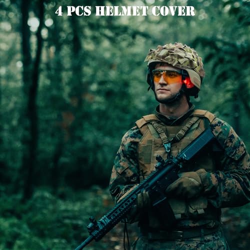 4 Pcs Helmet Cover Tactical Scrim Airsoft Leaf Cover Camo Military Gear Combat Fast Tactical Accessories Military Paintball Hunting Shooting Gear, Helmet Not Included
