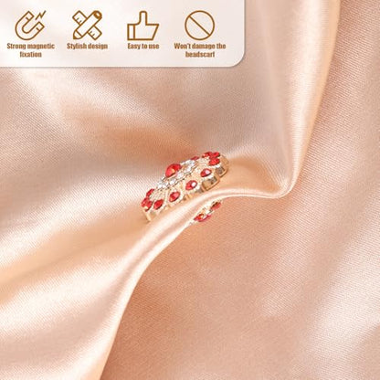 BOXOB 6 Pairs Multicolored Rhinestone Scarf Magnets, Hijab Pins for Women Scarves Niqab Muslim Islamic Hijab (Style 1) - style: 1