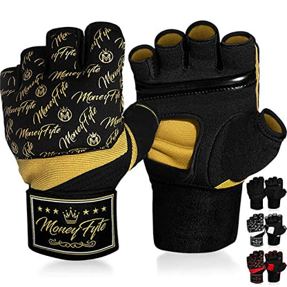 Quick Gel Boxing Wraps Under Boxing Gloves - Kickboxing MMA Muay Thai - Fist, Knuckle, Wrist Wrap Protection Inner Glove Hand Wraps - Men Women Kids - color: Black/Gold, size: Large-X-Large