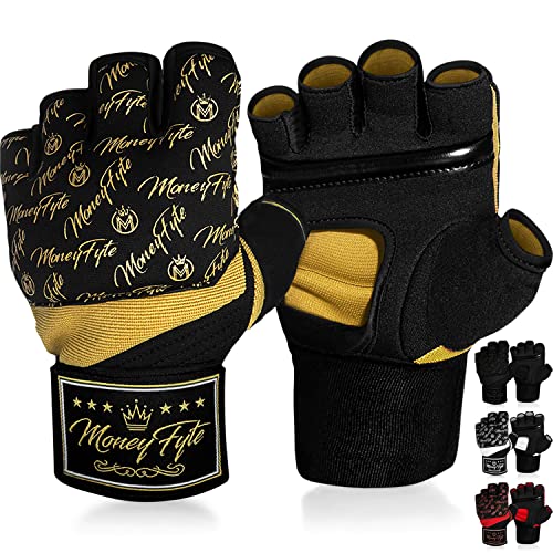 Quick Gel Boxing Wraps Under Boxing Gloves - Kickboxing MMA Muay Thai - Fist, Knuckle, Wrist Wrap Protection Inner Glove Hand Wraps - Men Women Kids - color: Black/Gold, size: Small-Medium