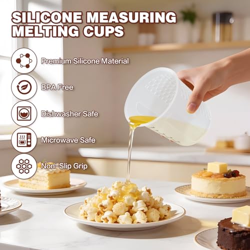 1Cup/250ml Silicone Measuring Cups 4-Pack Set, Reusable 8oz Silicone Cups Set for Prepping Cooking Baking, Melting Butter Chocolate Dishwasher Microwave Safe Baking Supplies - color: 4*250ml