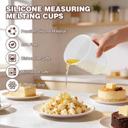 1Cup/250ml Silicone Measuring Cups 4-Pack Set, Reusable 8oz Silicone Cups Set for Prepping Cooking Baking, Melting Butter Chocolate Dishwasher Microwave Safe Baking Supplies - color: 4*250ml
