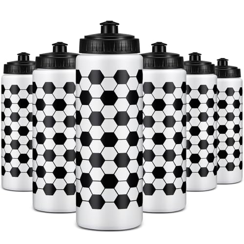 Yaomiao 12 Pcs Soccer Water Bottles Bulk 20 oz Reusable Squeeze Water Bottles Sports Ball Cup Accessories for Sports Party Team Gifts