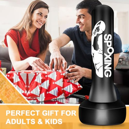 Freestanding Punching Bags for Adults Teens - 70" Heavy Bag with Stand Men Standing Boxing Inflatable Kickboxing Training MMA Muay Thai Fitness - style: Fight Men Pattern